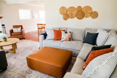 Living Room with oversized deep sofa