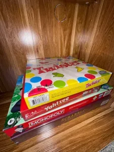 Retro Board Games; Twister, Yahtzee, Monopoly and Scrabble