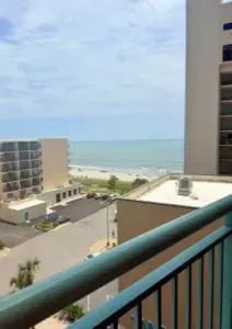 Private balcony with ocean views just steps from the beach