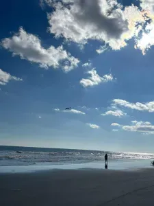 Uncrowded sandy shoreline with sweeping ocean views—steps from your stay.