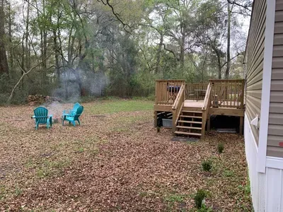 Fire pit with plenty of wood included