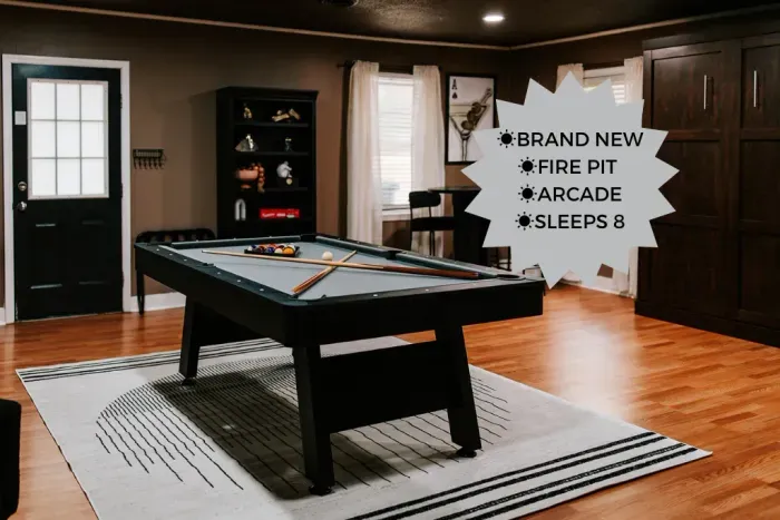 Spacious game room designed for entertainment, competition, and laid-back fun.