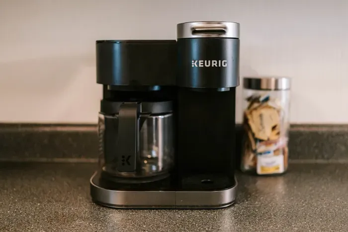 Convenient coffee station ready for slow mornings and easy starts to the day.