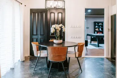 Modern dining space perfect for shared meals, game nights, and gathering together with ease.