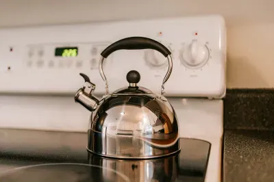 Classic stovetop kettle perfect for tea, pour-over, or a cozy cup anytime.