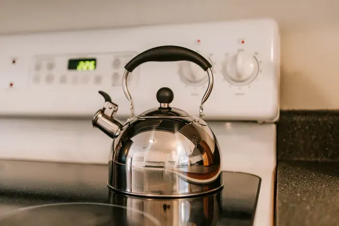 Classic stovetop kettle perfect for tea, pour-over, or a cozy cup anytime.