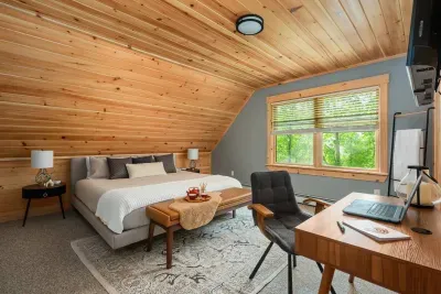 Have a little work to do? Work from the comfort of home with a gorgeous seasonal view of the lake and mountains!  After your work is done, relax with our Smart TV, offering a vast selection of entertainment. Stream the latest movies and shows.