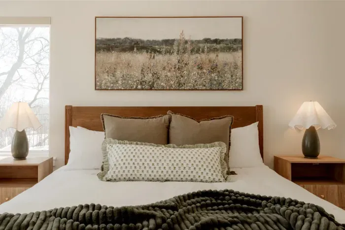 King sized bed in primary bedroom