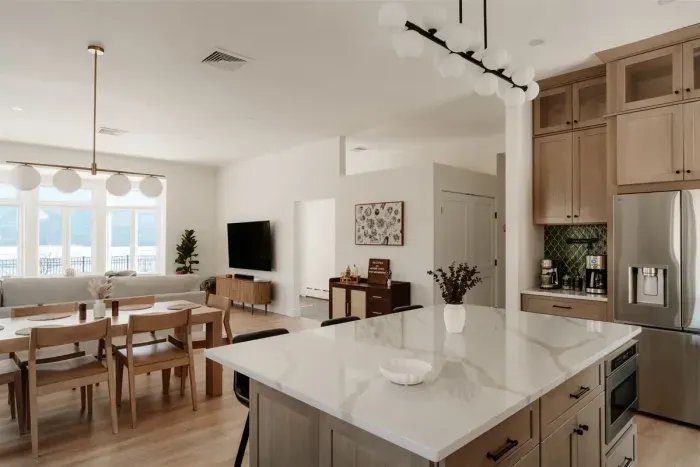 Kitchen overlooking living room