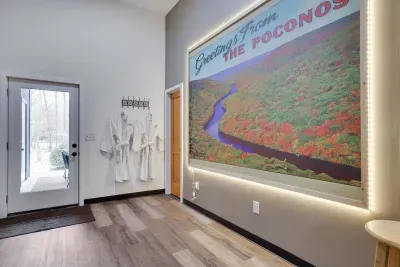 Our Poconos mural is the perfect backdrop for family photos and group shots.