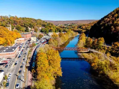 Take in the stunning views of Historic Jim Thorpe from above—nestled in the Pocono Mountains, this charming town offers a perfect blend of history, nature, and adventure, just 10 minutes from The Pocono Barndominium.