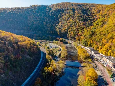 Admire the breathtaking fall foliage from above Jim Thorpe—but remember, The Pocono Barndominium is a year-round destination, offering scenic beauty and outdoor adventures in every season, from vibrant autumn to peaceful winter and playful summers!