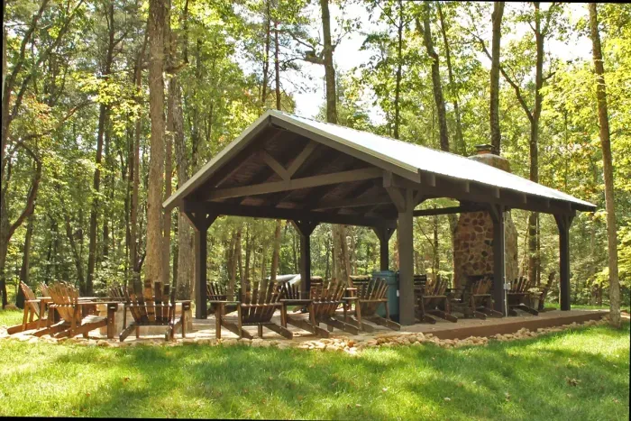 Sit by the fire under the pavilion