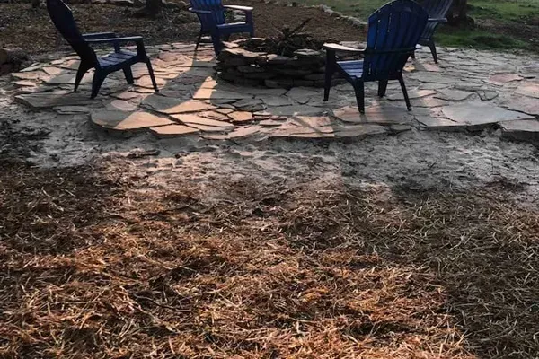 One of the fire pit areas on the property