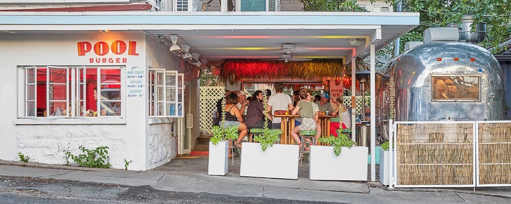 Pool Burger tiki bar exterior Austin