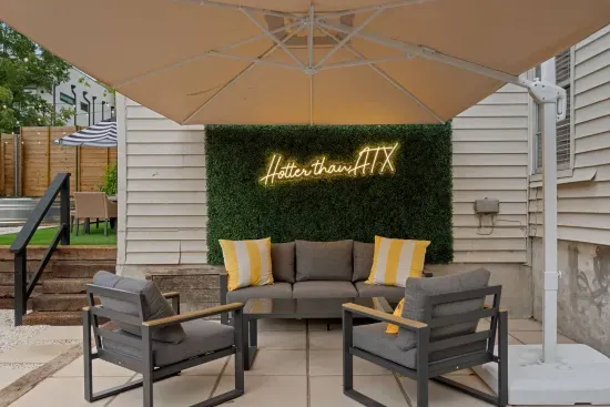 Lounge under the large shaded umbrella!