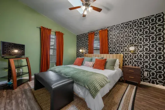 Master bedroom with King sized bed