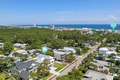 Aerial view — just steps from the beach!