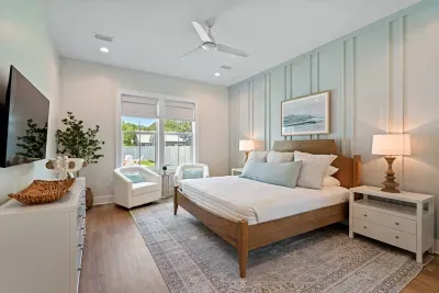 Bedroom 1, on the main floor with king size bed and en-suite bathroom.