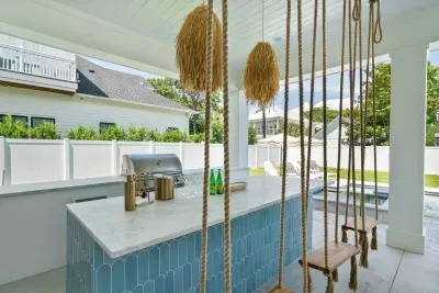 Tiki bar with hanging swings — sip, swing & smile