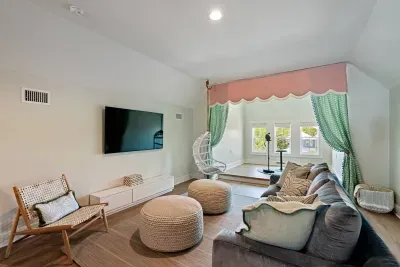 Bonus game room: arcade games, game table, bean bags, hanging chair & karaoke stage — fun for all ages!”