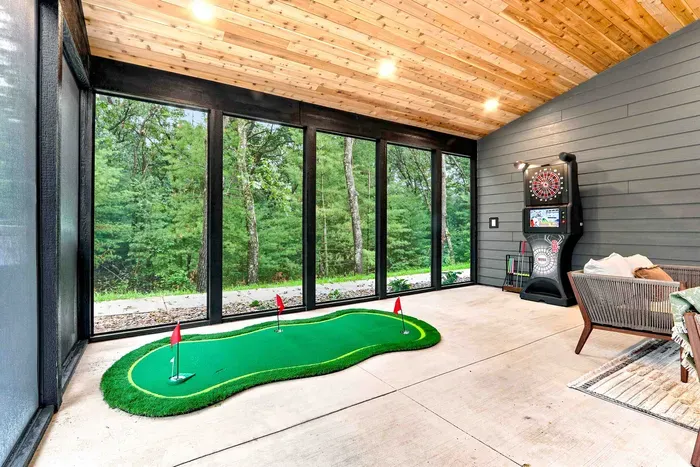 Write this photo just a very short, polished listing description in an experience-focused style. In the photos showing amenities, make sure to include the actual amenity in the caption.  make it 2 ways