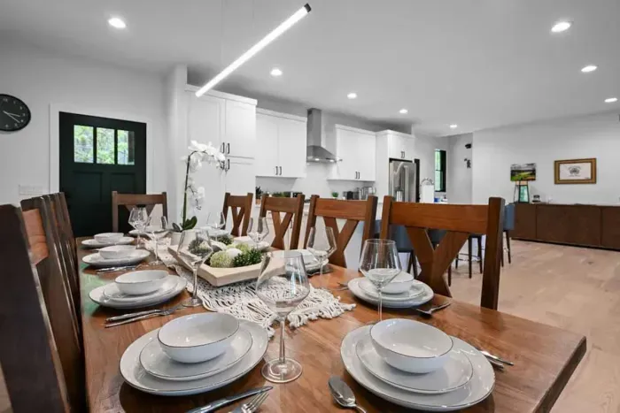 Spacious table arrangement perfect for group dining