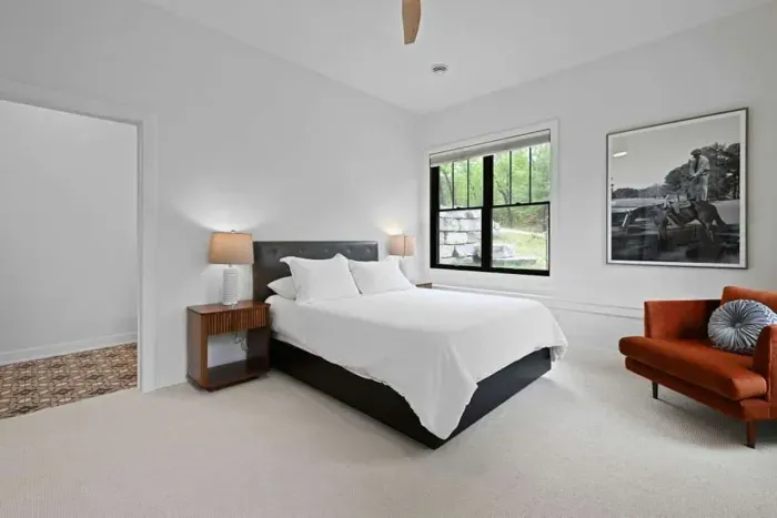 Calm bedroom retreat w/ clean lines and a restful feel
