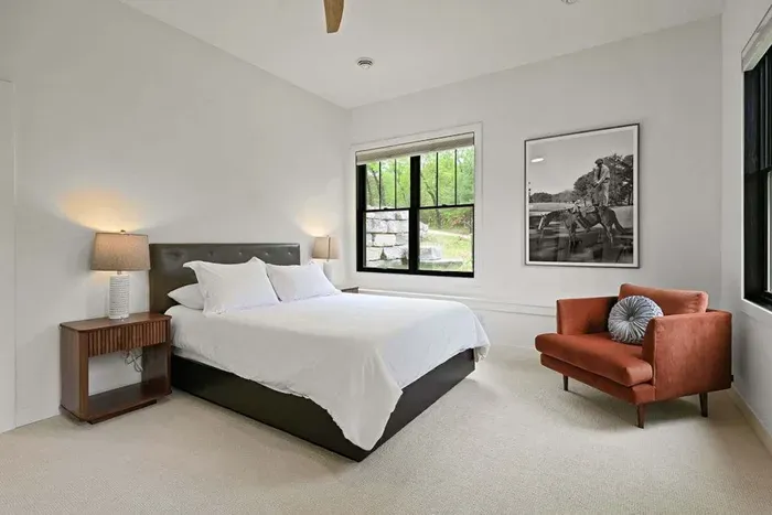 Comfortable bedroom designed for winding down and recharging