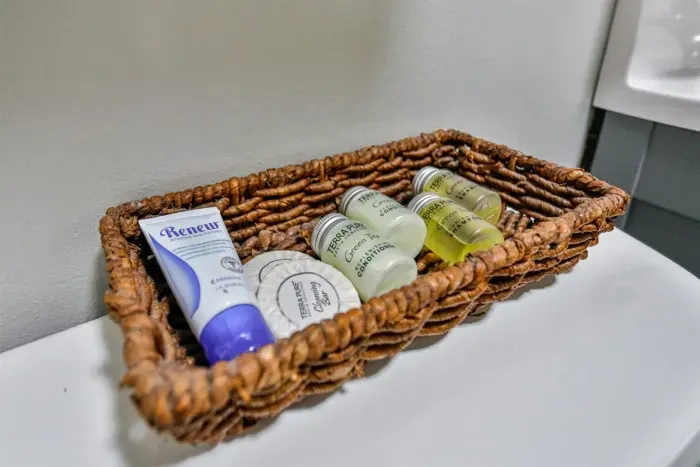 Thoughtful bathroom amenities add a welcoming, guest-ready touch for added comfort and convenience.