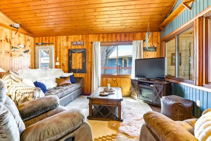 Sun-Filled Living Room with Elegant Wooden Details