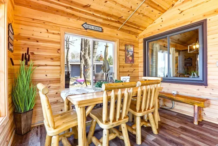Airy Sun Porch with Side Table & Scenic Window Views