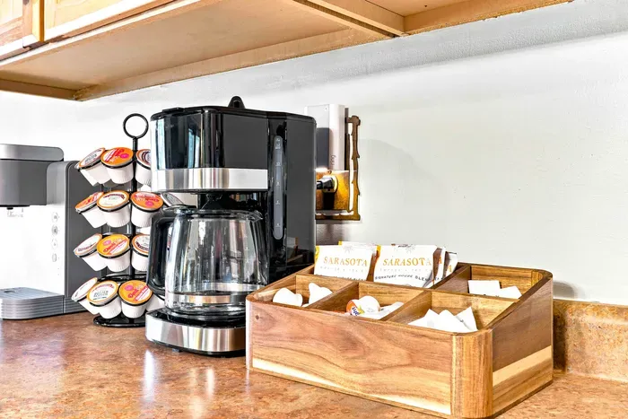 Fuel your getaway with a fresh cup of coffee just how you like it. Whether you prefer a quick brew using the Keurig machine or a full pot from the drip coffee maker, this dedicated coffee bar has you covered for effortless mornings.