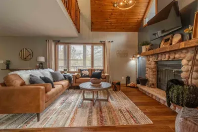 Elegant and cozy—relax in this stylish living space after a day of adventure.