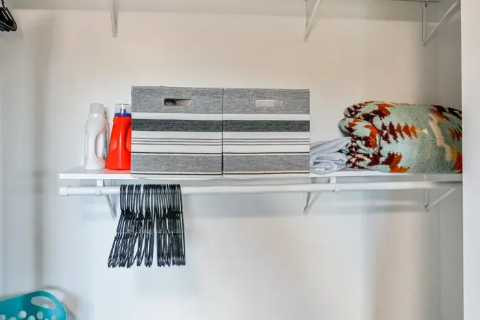 Well-stocked and convenient—our cleaning closet is equipped with everything you need to keep the space tidy and organized.