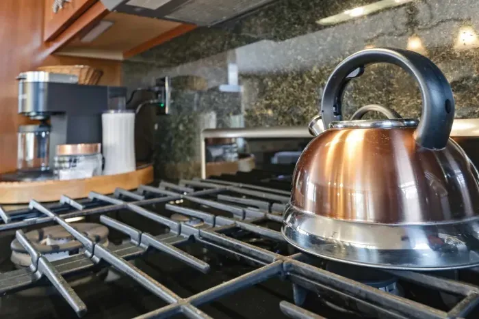Convenient kitchen setup for quick meals and snacks.