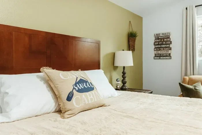 Wake up refreshed – our bedroom offers a peaceful retreat amidst the city buzz.

King sized bed
Ceiling fan
Plush bedroom interior
Stylish sofa
Smart TV