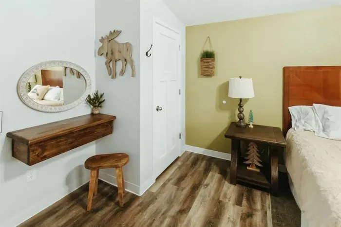 Wake up refreshed – our bedroom offers a peaceful retreat amidst the city buzz.

King sized bed
Ceiling fan
Plush bedroom interior
Stylish sofa
Smart TV