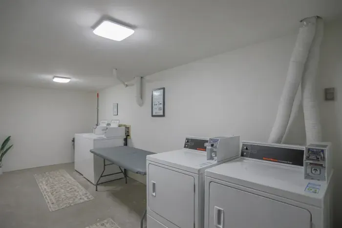 Conveniently located—there’s a laundromat in the basement for all your laundry needs.