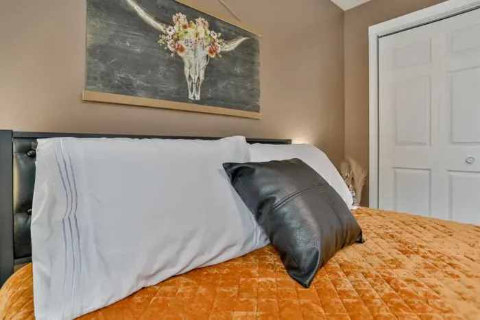 Tranquil and welcoming—enjoy ultimate comfort in our carefully curated bedroom.