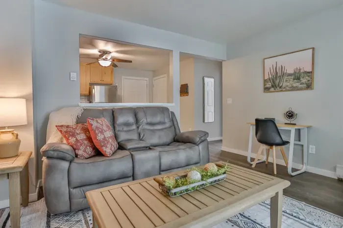 Elegant and cozy—relax in this stylish living space after a day of adventure.