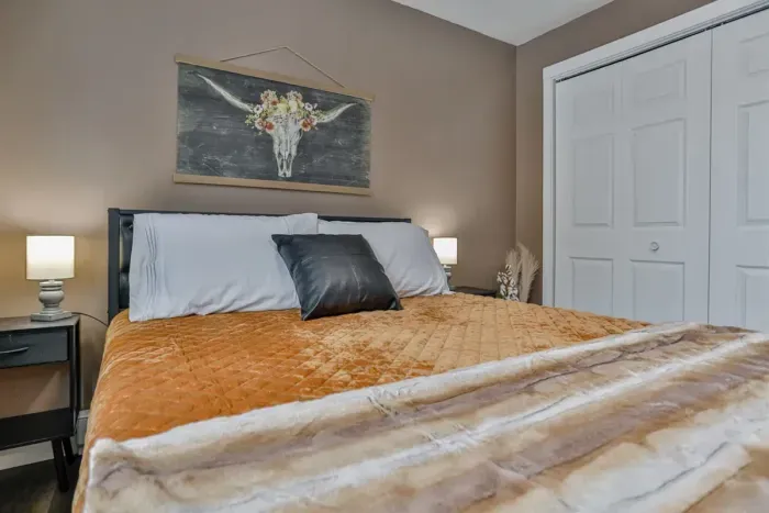 Tranquil and welcoming—enjoy ultimate comfort in our carefully curated bedroom.