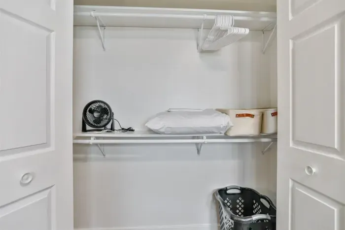 Spacious and organized—our closet provides plenty of room to store and neatly arrange your belongings.