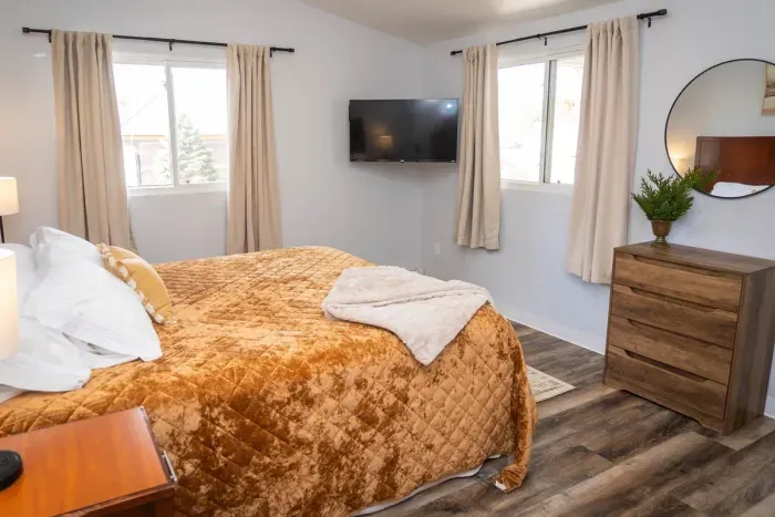 Your private sanctuary awaits – enjoy a restful night's sleep in our cozy bedroom.