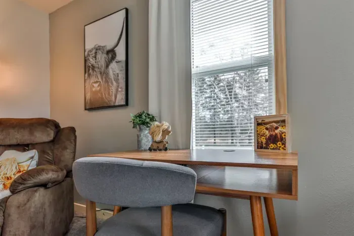 Relaxing bedroom space with modern decor, comfy mattress, and serene atmosphere.