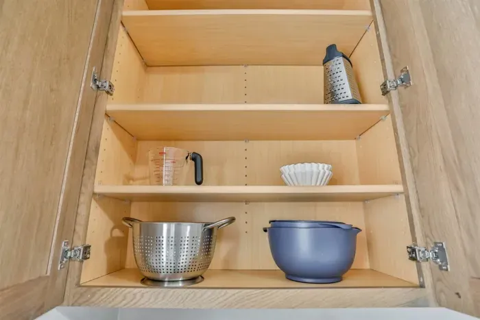 Cozy kitchen stocked with basic essentials for quick and simple meals.