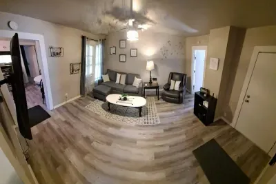 Spacious living room with elegant decor and views