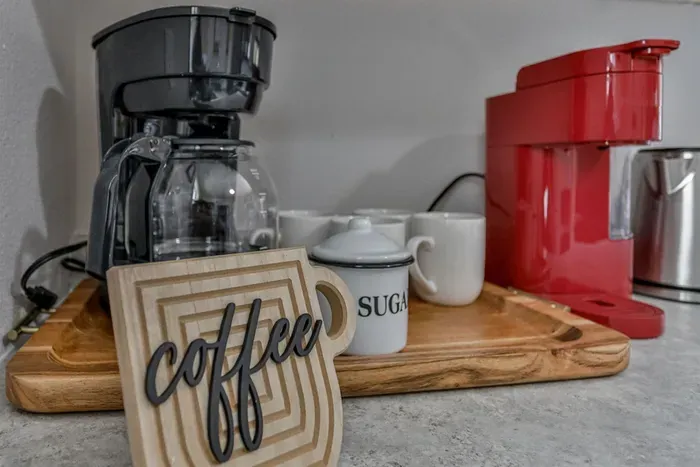 Cozy kitchen stocked with basic essentials for quick and simple meals.