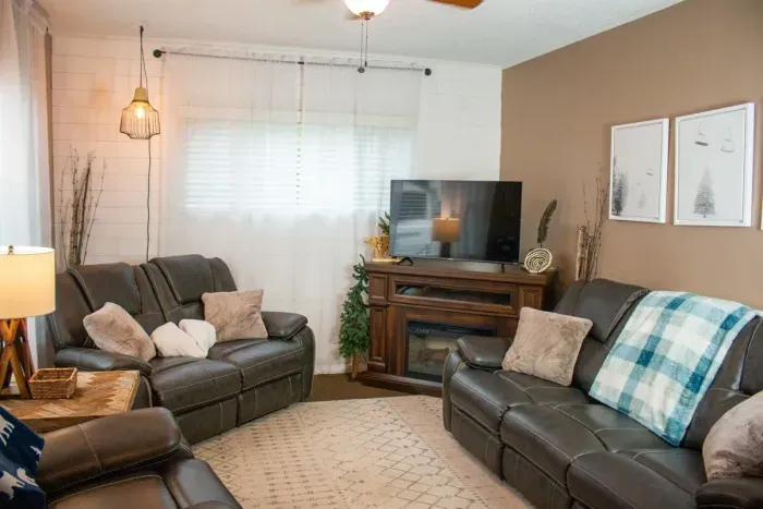 Elegant and cozy—relax in this stylish living space after a day of adventure.