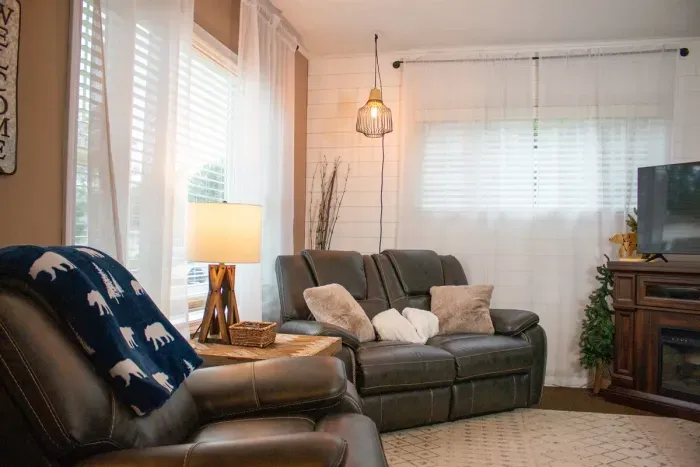 Elegant and cozy—relax in this stylish living space after a day of adventure.